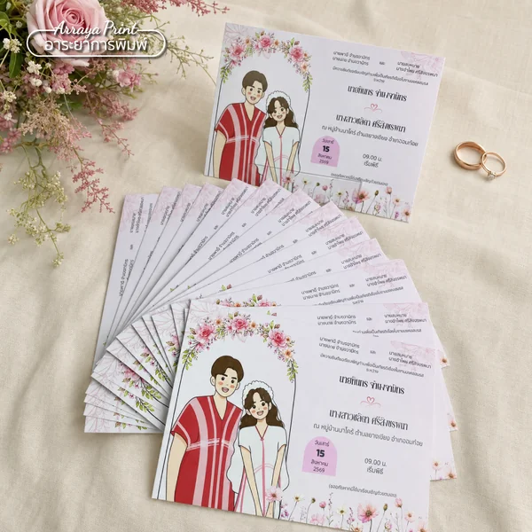 ผลงานการ์ดแต่งงานแนวนอนลายการ์ตูน | Arraya Print ผลงานการ์ดแต่งงานแนวนอนลายการ์ตูน | Arraya Print
