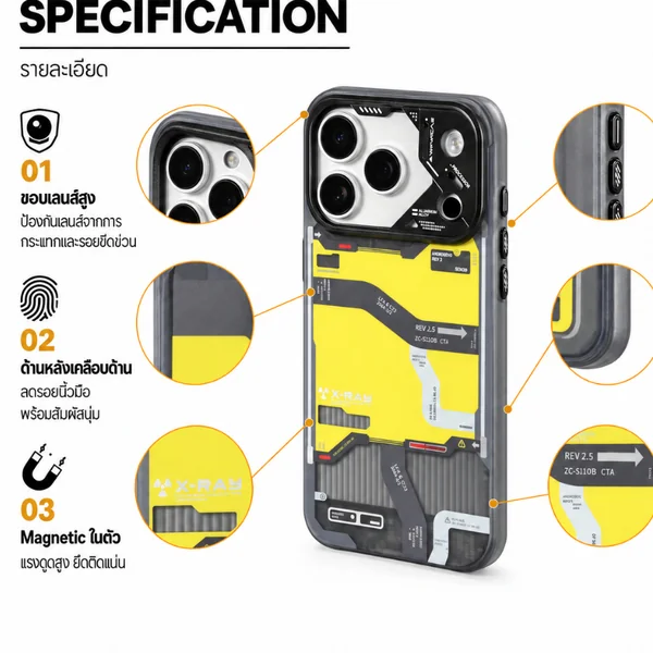 Wakcas Cyber Tactical Magnetic เคสกันกระแทกสำหรับ iPhone 18 Pro Max และ iPhone 18 Pro image 2