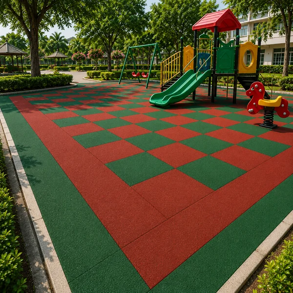 พื้นยางกันกระแทก EPDM ลายขอบสนาม สีแดง–เขียว (EPDM Rubber Safety Flooring – Red & Green Border Design) image 1 พื้นยางกันกระแทก EPDM ลายขอบสนาม สีแดง–เขียว (EPDM Rubber Safety Flooring – Red & Green Border Design) image 1