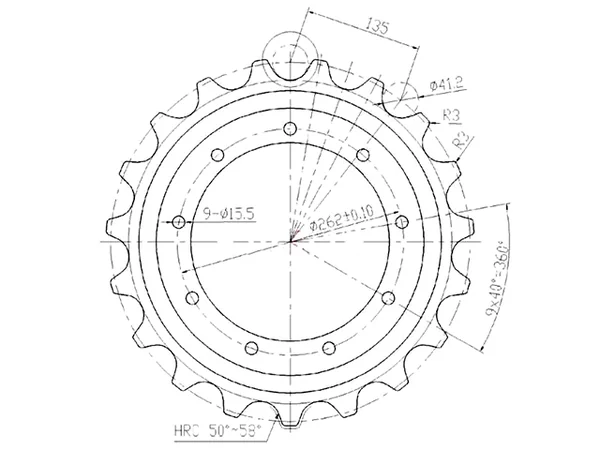 SPROCKET HITACHI EX75 image 2