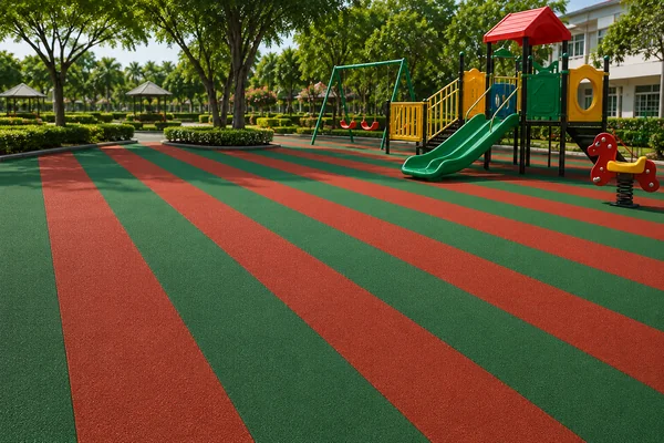 พื้นยางกันกระแทก EPDM ลายแถบแดง–เขียว 25 มม. (EPDM Rubber Safety Flooring – Red & Green Stripe Pattern) image 2 พื้นยางกันกระแทก EPDM ลายแถบแดง–เขียว 25 มม. (EPDM Rubber Safety Flooring – Red & Green Stripe Pattern) image 2