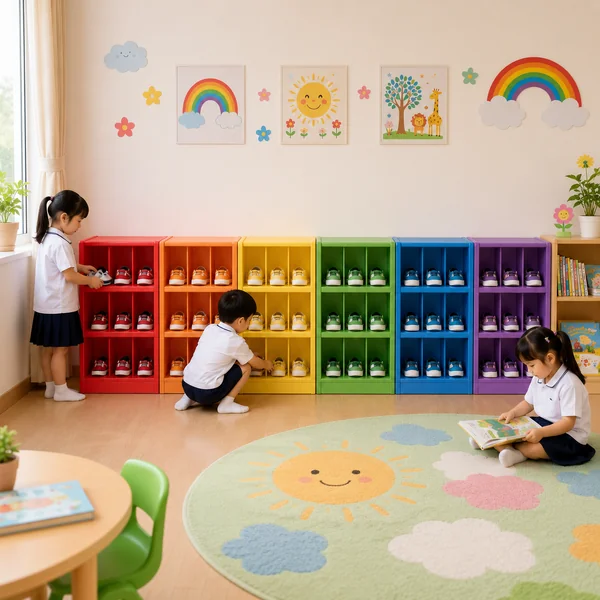ชั้นวางรองเท้าอนุบาลพลาสติก 12 ช่อง รุ่น Rainbow Cubby 12 image 2 ชั้นวางรองเท้าอนุบาลพลาสติก 12 ช่อง รุ่น Rainbow Cubby 12 image 2