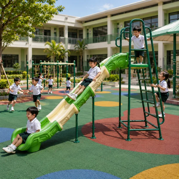 สไลเดอร์เด็กกลางแจ้งโครงเหล็ก รุ่น Green Cream Tower Slide image 1 สไลเดอร์เด็กกลางแจ้งโครงเหล็ก รุ่น Green Cream Tower Slide image 1