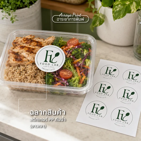 ผลงานฉลากสินค้า FL Food Lab สติ๊กเกอร์ PP กันน้ำขาวเงาติดกล่องอาหาร ผลงานฉลากสินค้า FL Food Lab สติ๊กเกอร์ PP กันน้ำขาวเงาติดกล่องอาหาร
