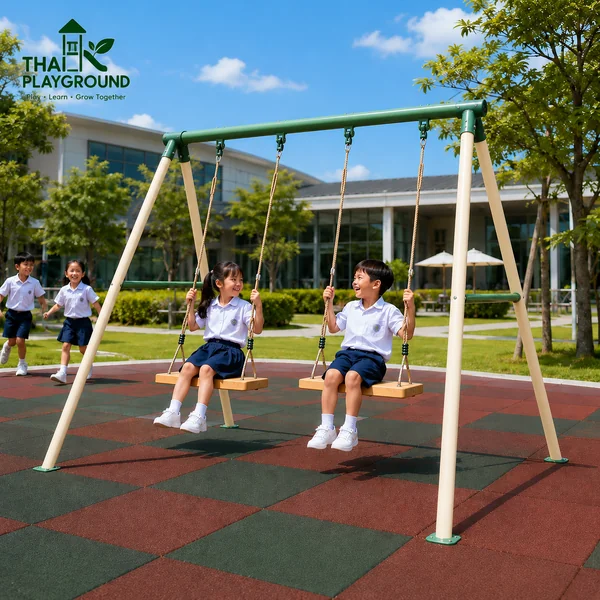 ชิงช้าเด็กกลางแจ้ง 2 ที่นั่ง ที่นั่งไม้ธรรมชาติ รุ่น Classic Wooden Swing 2 Seats image 1 ชิงช้าเด็กกลางแจ้ง 2 ที่นั่ง ที่นั่งไม้ธรรมชาติ รุ่น Classic Wooden Swing 2 Seats image 1