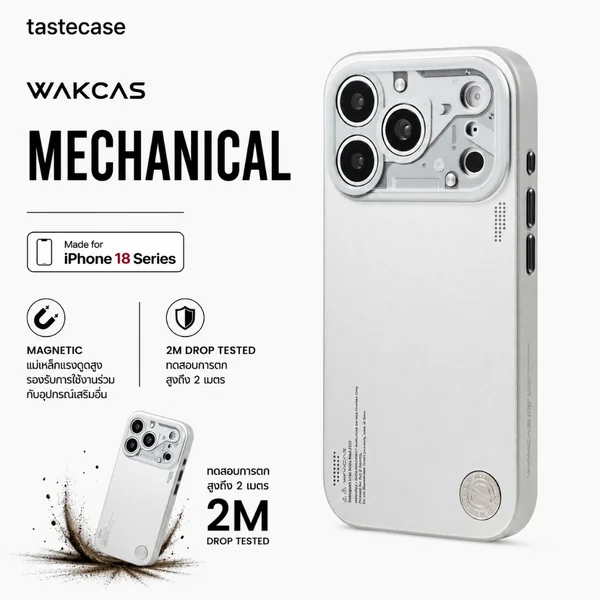 Wakcas Mechanical Magnetic เคสสำหรับ iPhone 18 Pro Max และ iPhone 18 Pro