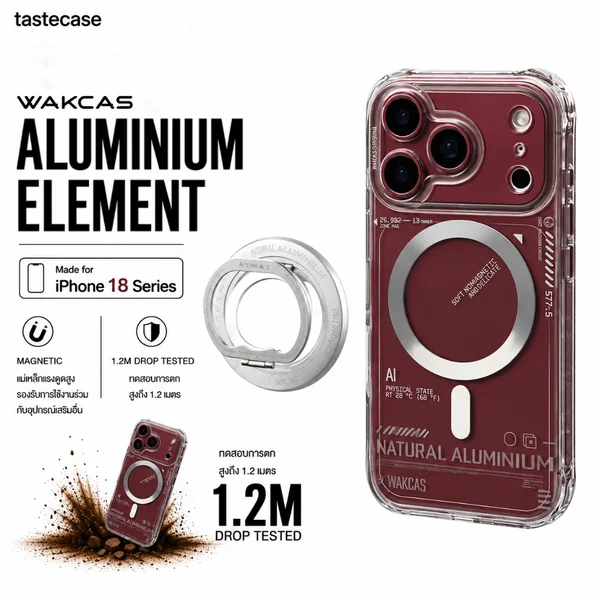 Wakcas Aluminium Element Magnetic with Pop เคสสำหรับ iPhone 18 Pro Max และ iPhone 18 Pro Wakcas Aluminium Element Magnetic with Pop เคสสำหรับ iPhone 18 Pro Max และ iPhone 18 Pro