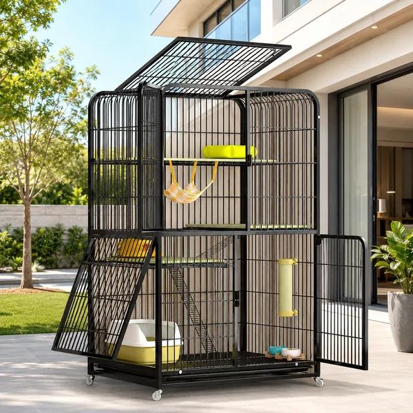 กรงแมวคอนโดเหล็ก 3 ชั้น รุ่น Luxury Pet Condo XXL พร้อมล้อเลื่อน image 1 กรงแมวคอนโดเหล็ก 3 ชั้น รุ่น Luxury Pet Condo XXL พร้อมล้อเลื่อน image 1