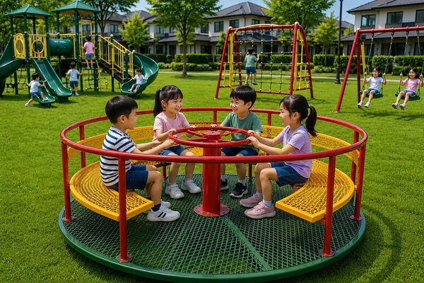 ม้าหมุนสนามเด็กเล่น 4 ที่นั่ง รุ่นคลาสสิก image 1 ม้าหมุนสนามเด็กเล่น 4 ที่นั่ง รุ่นคลาสสิก image 1