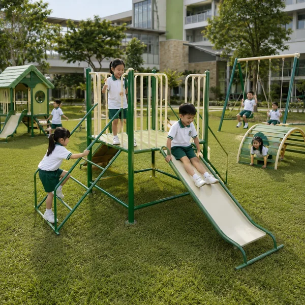 ชุดเครื่องเล่นหอคอยพร้อมสไลเดอร์เดี่ยว รุ่น Green Play Mini image 1 ชุดเครื่องเล่นหอคอยพร้อมสไลเดอร์เดี่ยว รุ่น Green Play Mini image 1