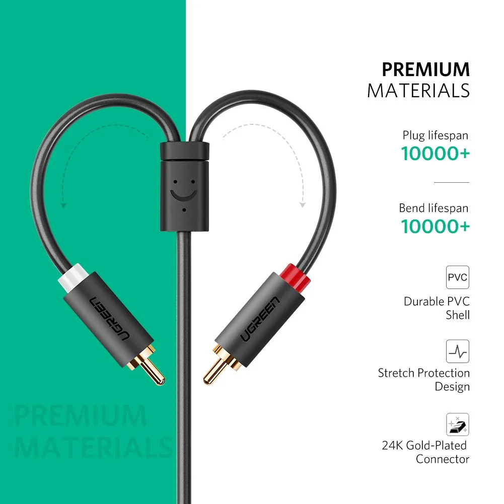Ugreen (10561)0.25M - 3.5mm Stereo jack Female to 2 RCA Male Audio Cable