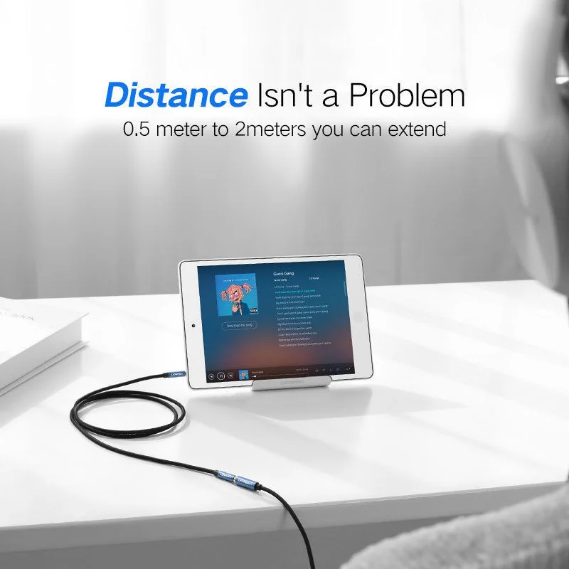 UGREEN (AV118) 3.5mm Stereo Audio Extension 4Poles Cable Auxiliary Adapter for iPhone Headphone (Blue+braid support Mic) 2M(40675)