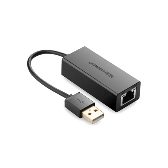 UGREEN USB 2.0 10/100 Mbps Network Adapter--ABS case Black-มีไฟสถานะ (30305)
