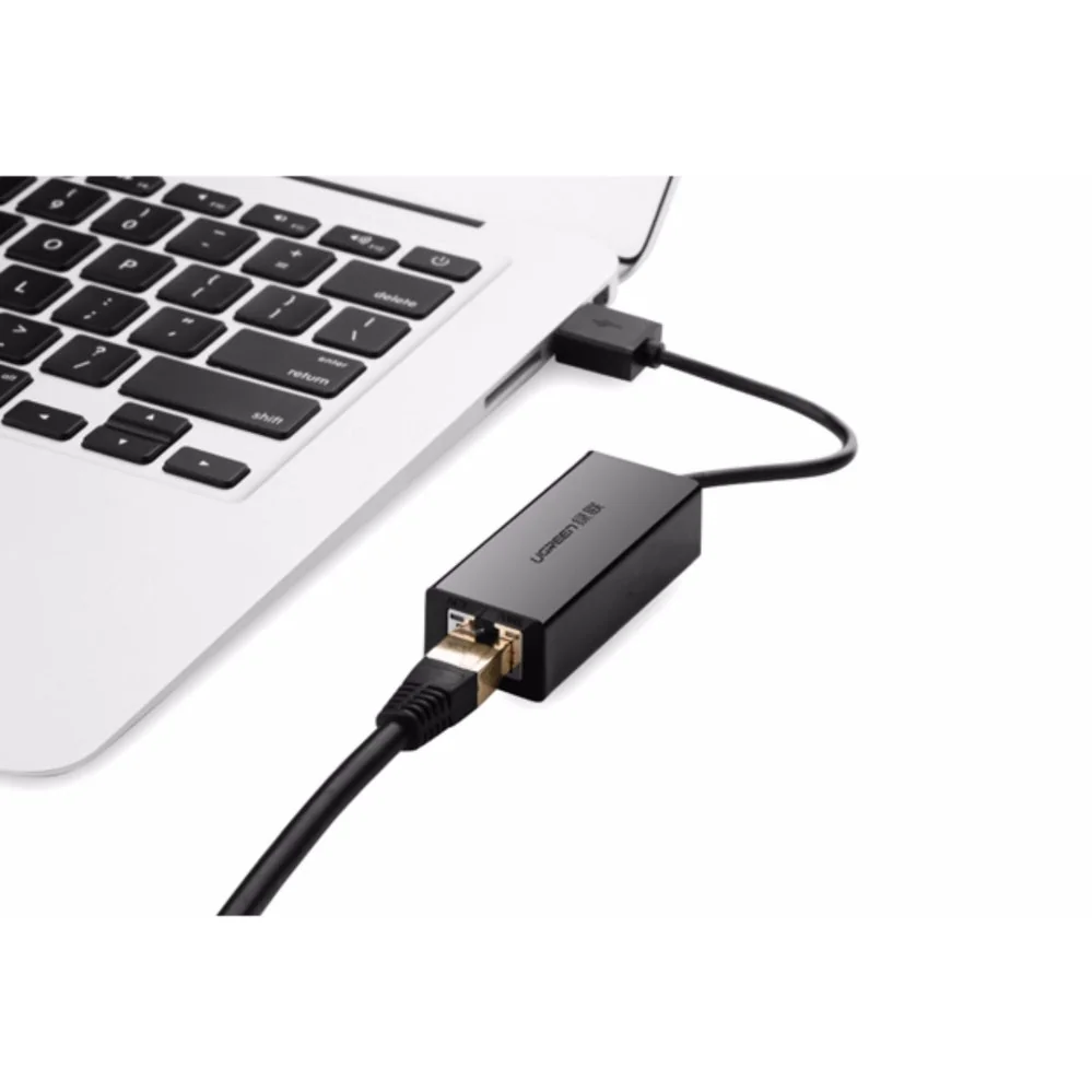 UGREEN USB 2.0 10/100 Mbps Network Adapter--ABS case Black-มีไฟสถานะ (30305)
