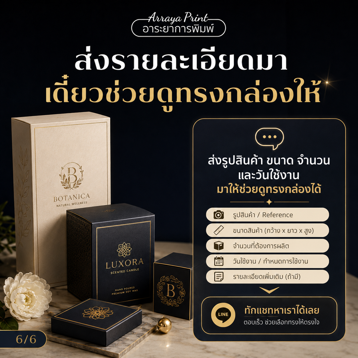 เช็กลิสต์ข้อมูลสำหรับขอราคากล่องแพ็กเกจจิ้ง ได้แก่ รูปสินค้า ขนาด จำนวน และวันใช้งาน เช็กลิสต์ข้อมูลสำหรับขอราคากล่องแพ็กเกจจิ้ง ได้แก่ รูปสินค้า ขนาด จำนวน และวันใช้งาน